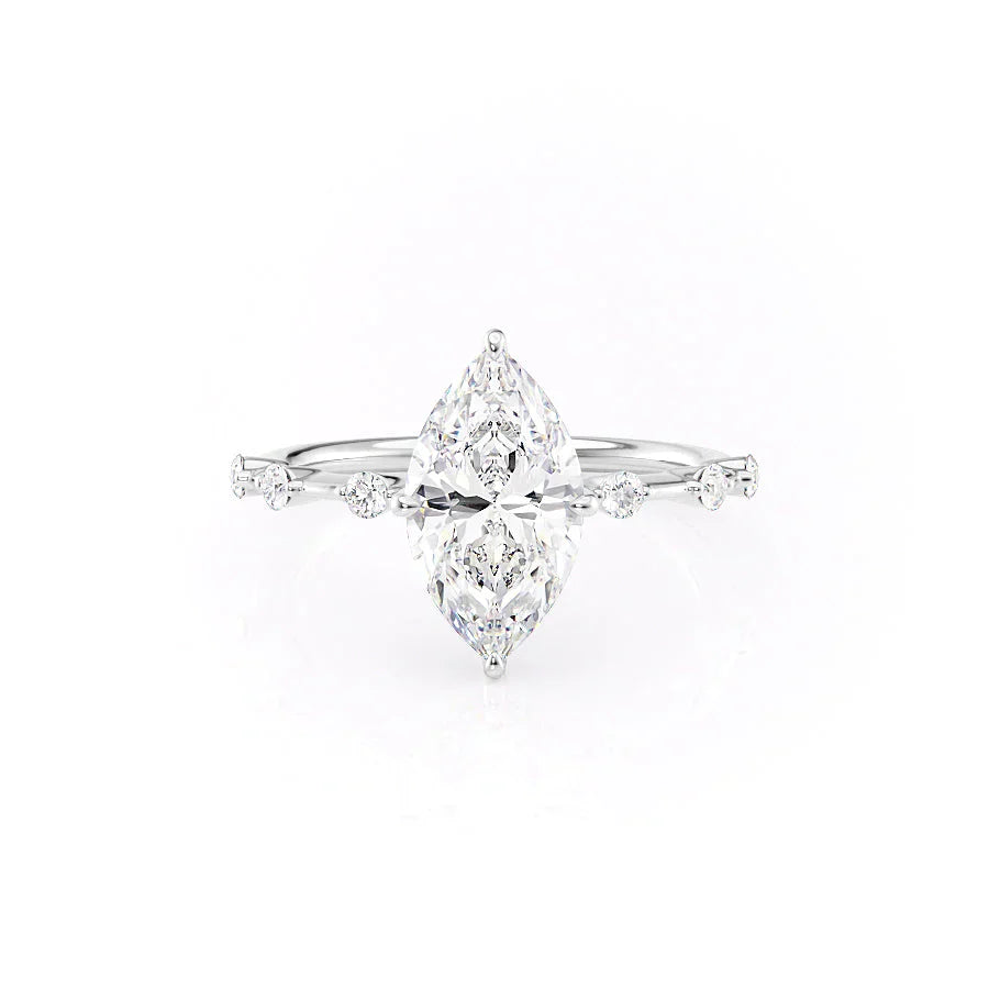 The Hidden Halo Penelope Set With A 1 Carat Marquise Moissanite