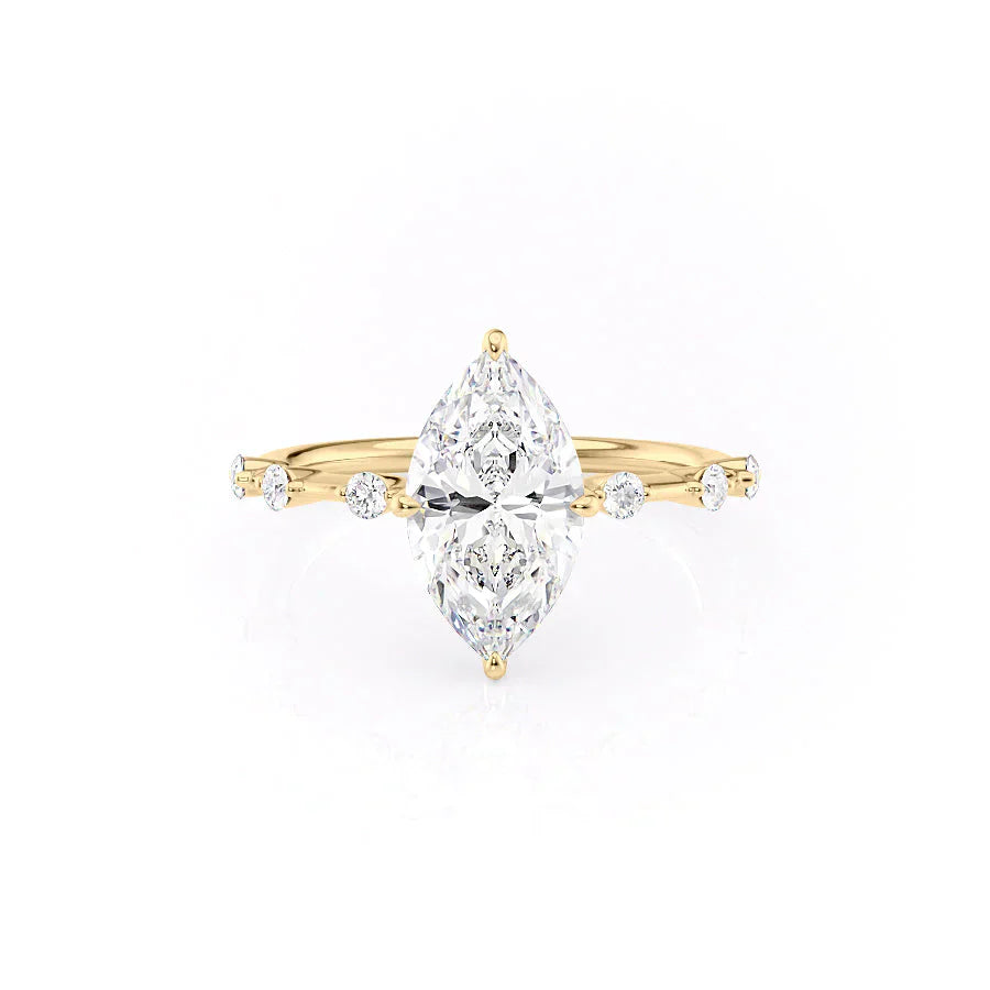 The Hidden Halo Penelope Set With A 5 Carat Marquise Moissanite