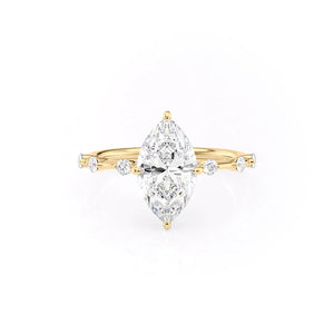 The Hidden Halo Penelope Set With A 5 Carat Marquise Moissanite