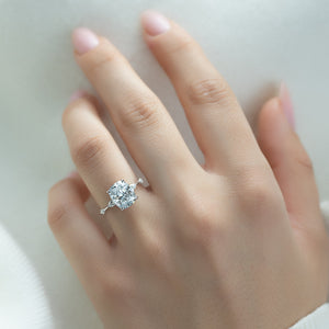 The Naomi Set With A 2.5 Carat Elongated Cushion Lab Diamond