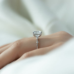 The Naomi Set With A 2.5 Carat Elongated Cushion Lab Diamond