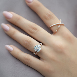 The Naomi Set With A 2.5 Carat Elongated Cushion Lab Diamond