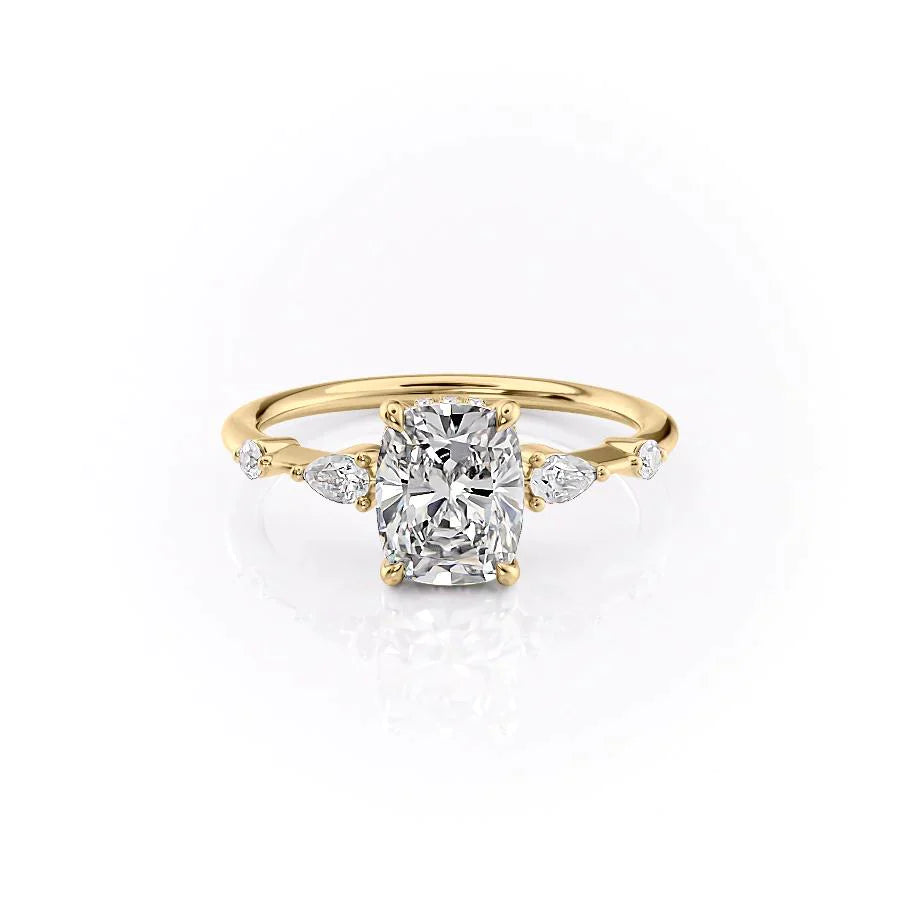 The Naomi Set With A 1.5 Carat Elongated Cushion Lab Diamond