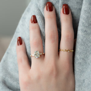 The Naomi Set With A 1.5 Carat Elongated Cushion Moissanite