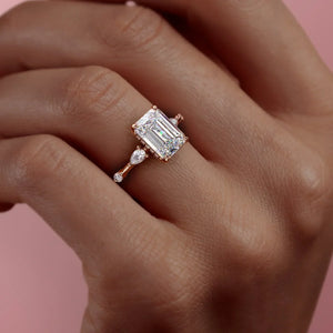 The Naomi Set With A 2 Carat Emerald Moissanite