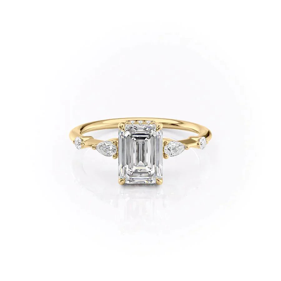 The Naomi Set With A 3 Carat Emerald Moissanite