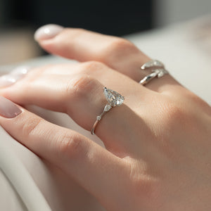 The Naomi Set With A 3 Carat Pear Lab Diamond