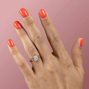 The Maia Set With A 3 Carat Elongated Cushion Moissanite
