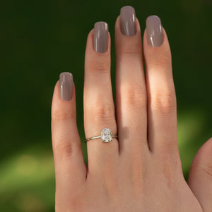 The Maia Set With A 1 Carat Elongated Cushion Lab Diamond