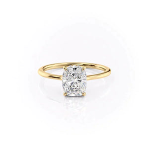 The Maia Set With A 5 Carat Elongated Cushion Moissanite