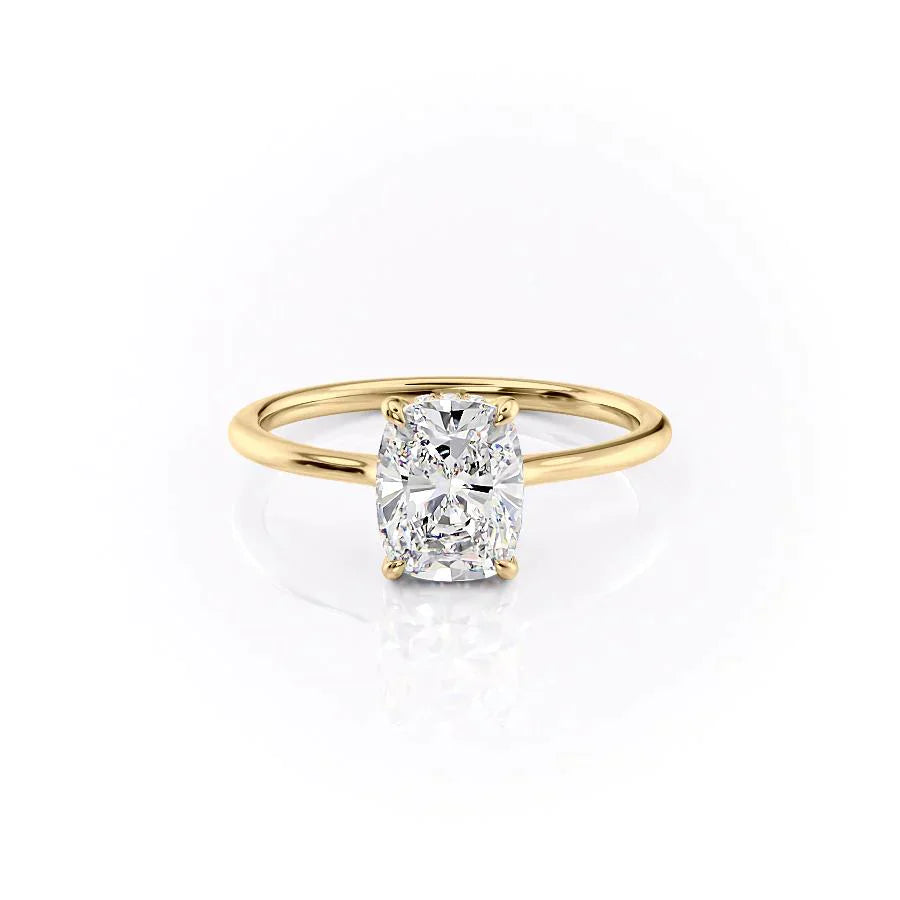 The Maia Set With A 2.5 Carat Elongated Cushion Lab Diamond