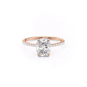 The Pave Maia Set With A 3 Carat Elongated Cushion Lab Diamond