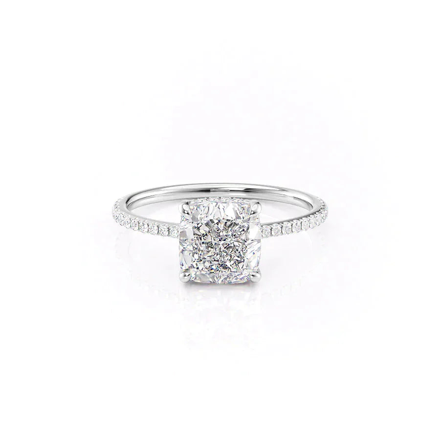 The Pave Maia Set With A 2.5 Carat Cushion Lab Diamond