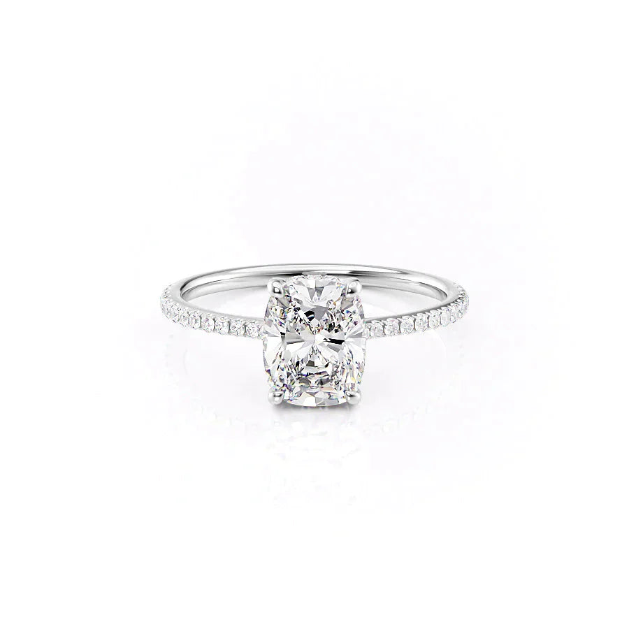 The Pave Maia Set With A 4 Carat Elongated Cushion Moissanite