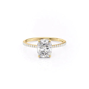 The Pave Maia Set With A 1.5 Carat Elongated Cushion Lab Diamond