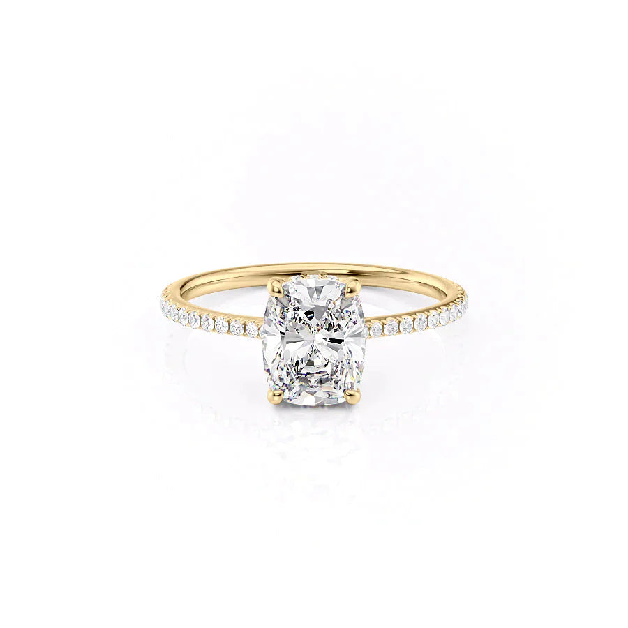 The Pave Maia Set With A 4 Carat Elongated Cushion Moissanite