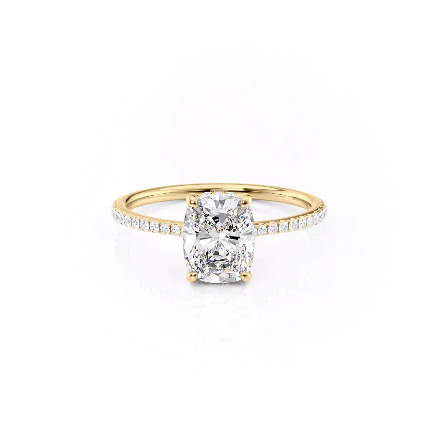 The Pave Maia Set With A 1 Carat Elongated Cushion Lab Diamond