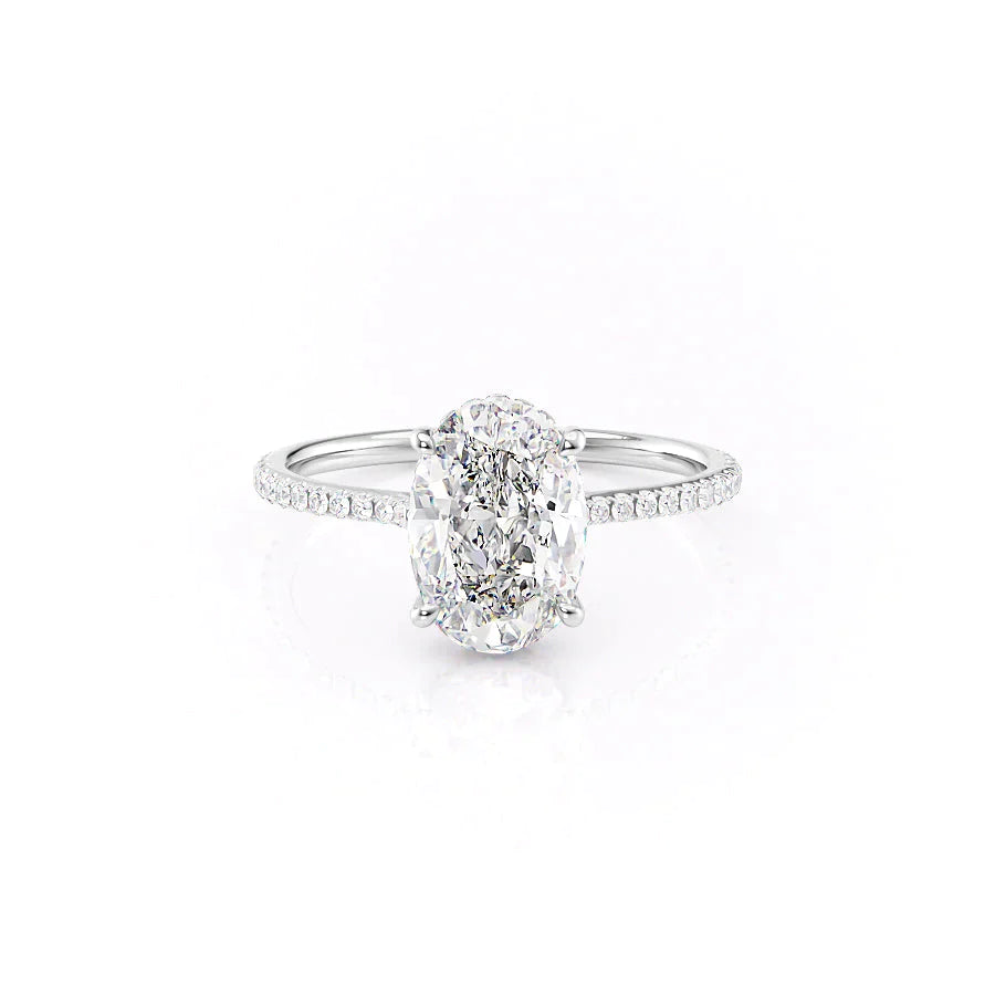 The Pave Maia Set With A 1 Carat Oval Lab Diamond