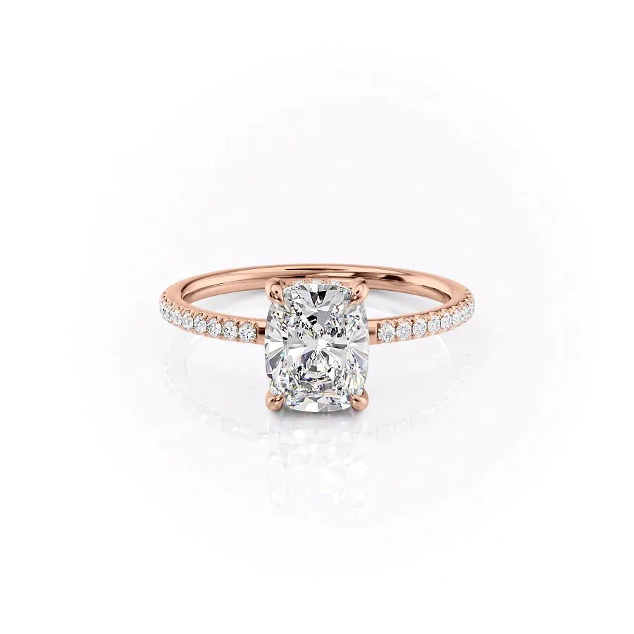 The Mandy Set With A 2.5 Carat Elongated Cushion Lab Diamond