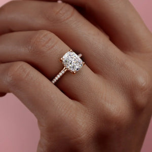 The Mandy Set With A 5 Carat Elongated Cushion Moissanite