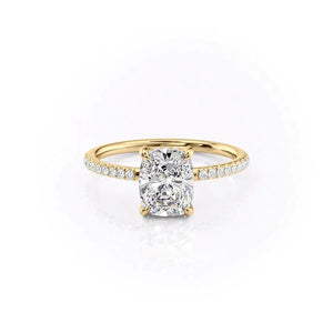 The Mandy Set With A 4 Carat Elongated Cushion Moissanite