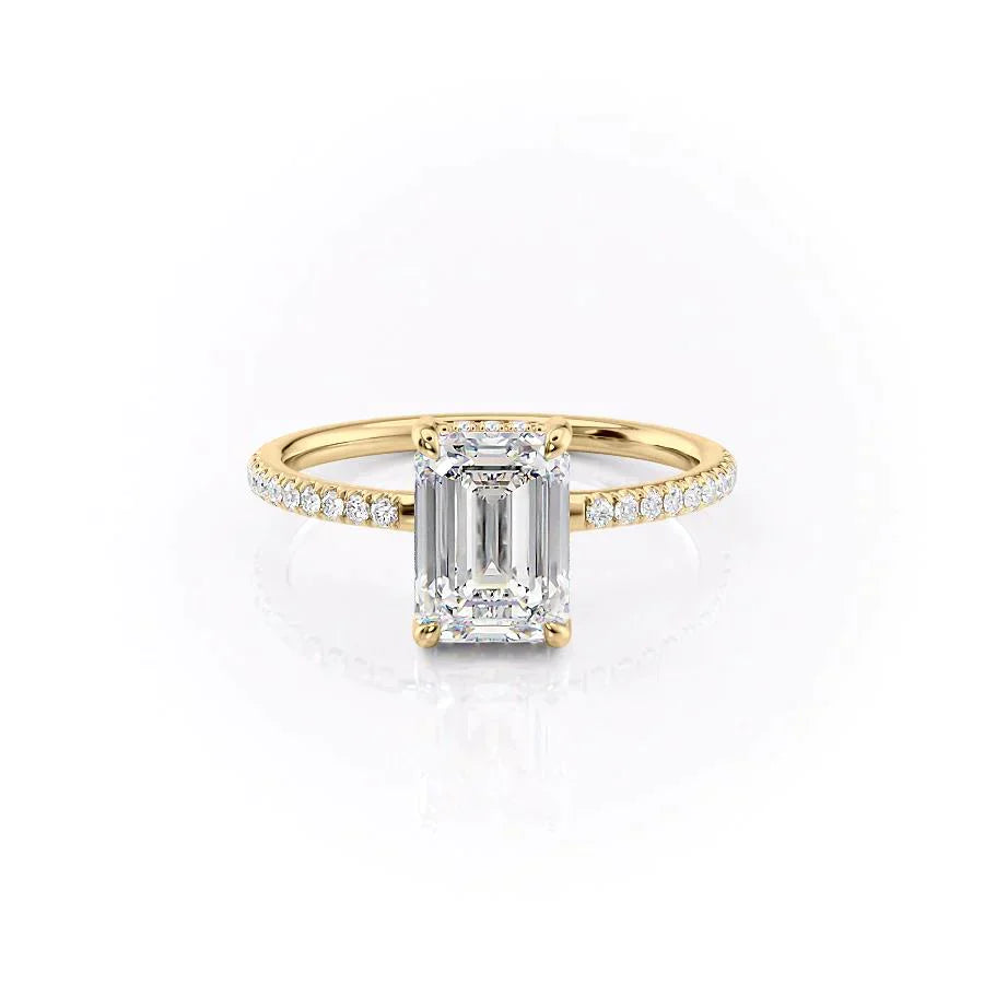 The Mandy Set With A 3.5 Carat Emerald Moissanite