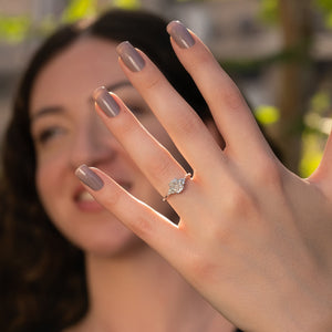 The Scarlett Set With A 2 Carat Elongated Cushion Moissanite