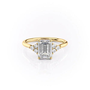 The Scarlett Set With A 4 Carat Emerald Moissanite