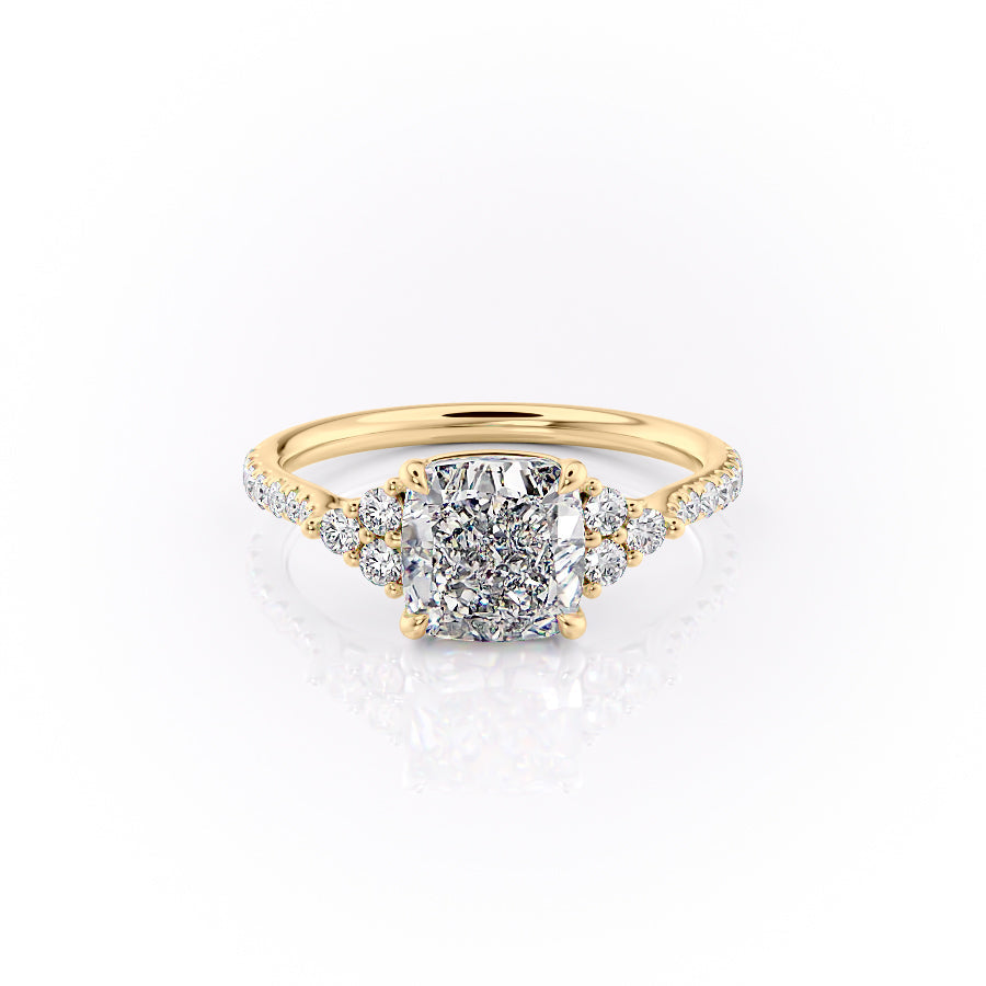 The Pave Scarlett Set With A 2.5 Carat Cushion Lab Diamond
