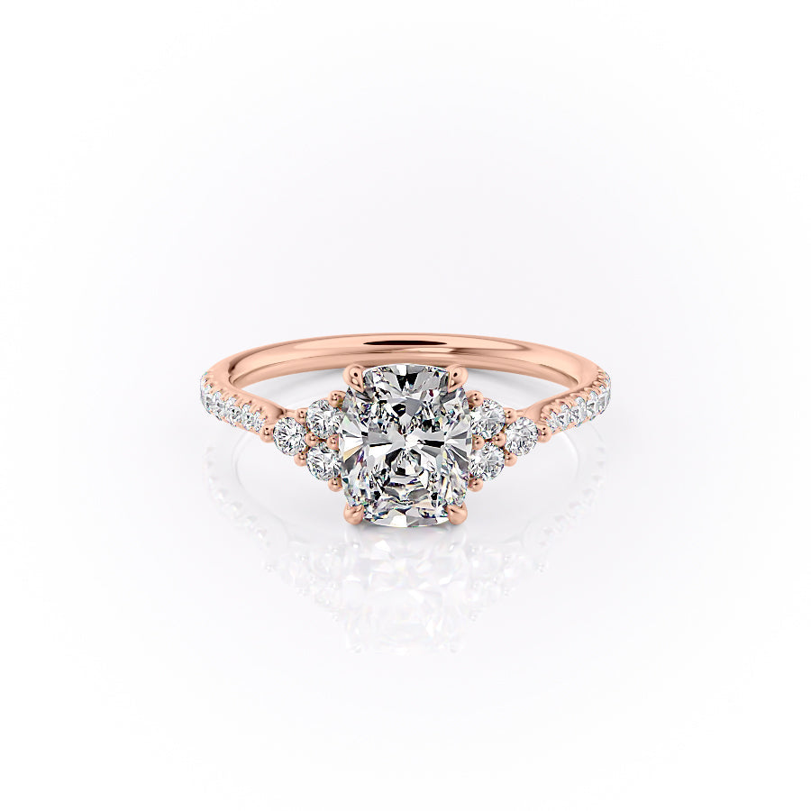 The Pave Scarlett Set With A 1 Carat Elongated Cushion Lab Diamond