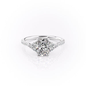 The Pave Scarlett Set With A 2.5 Carat Elongated Cushion Lab Diamond