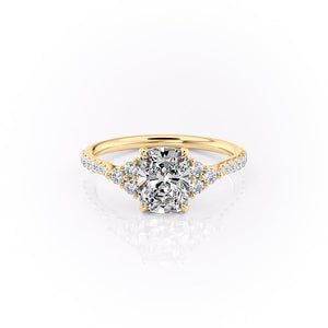 The Pave Scarlett Set With A 3 Carat Elongated Cushion Lab Diamond