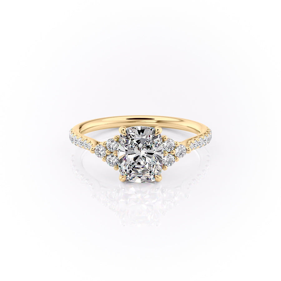 The Pave Scarlett Set With A 3 Carat Elongated Cushion Moissanite