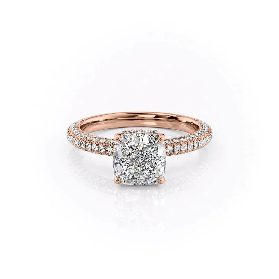The Celine Set With A 4 Carat Cushion Moissanite