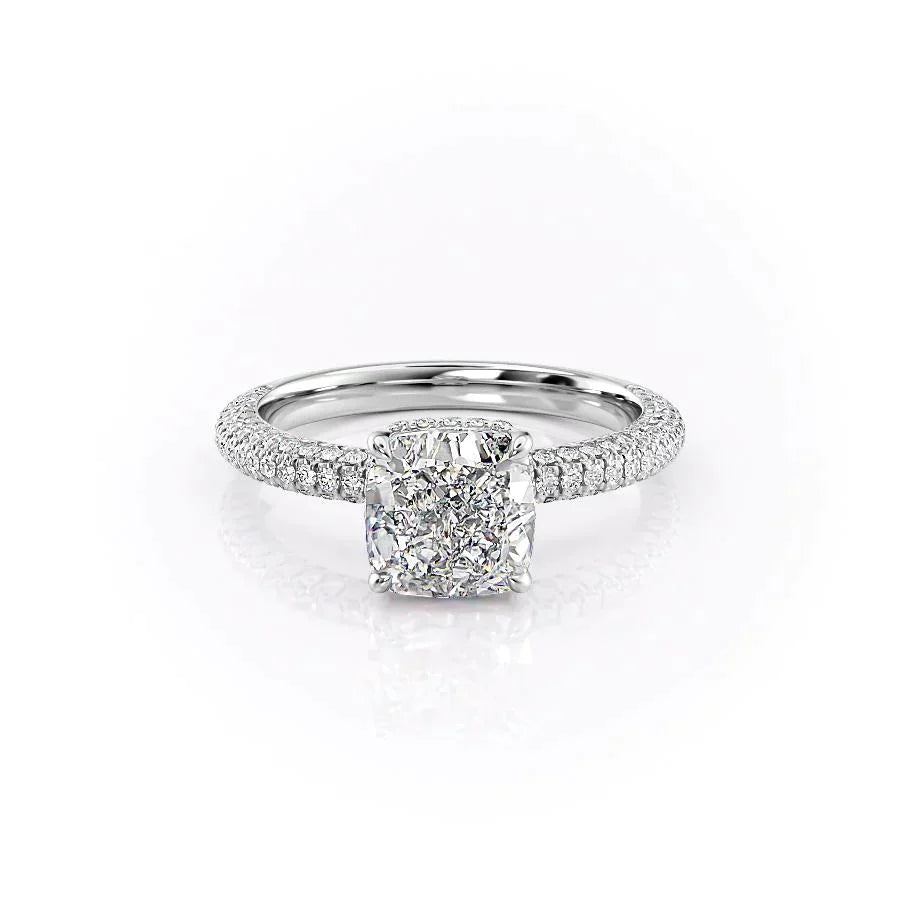 The Celine Set With A 2 Carat Cushion Lab Diamond