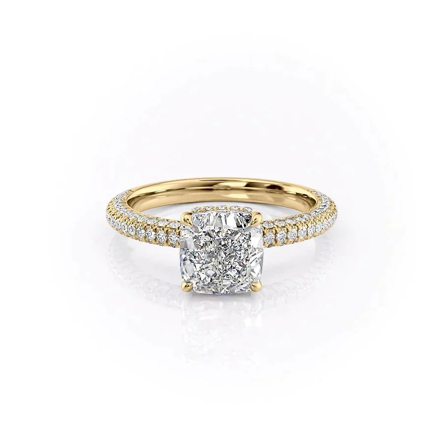The Celine Set With A 2.5 Carat Cushion Moissanite