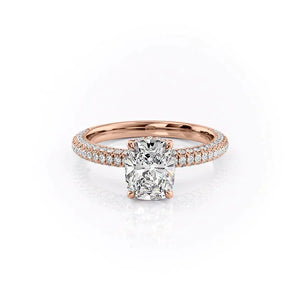 The Celine Set With A 2 Carat Elongated Cushion Moissanite