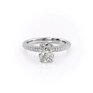 The Celine Set With A 1 Carat Elongated Cushion Moissanite