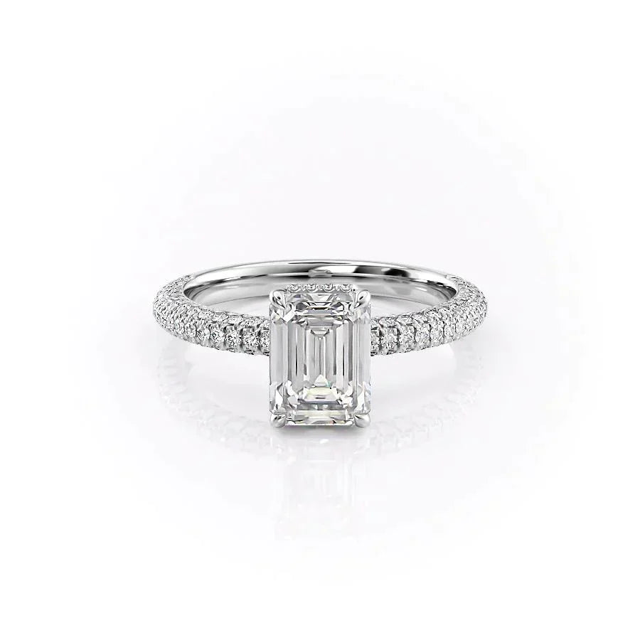The Celine Set With A 4.5 Carat Emerald Moissanite