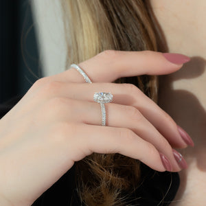 The Celine Set With A 3.5 Carat Oval Moissanite
