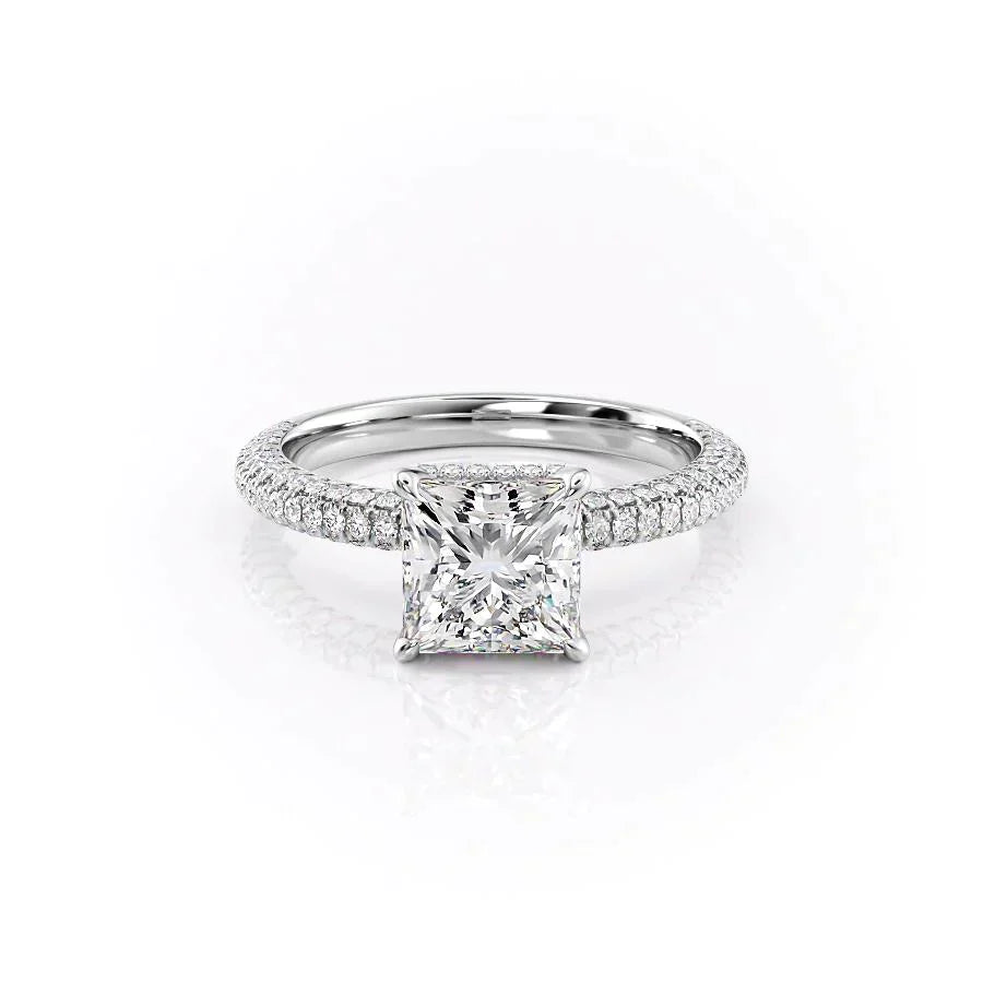 The Celine Set With A 1.5 Carat Princess Moissanite