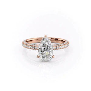 The Celine Set With A 2.5 Carat Pear Lab Diamond