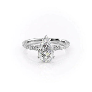 The Celine Set With A 3 Carat Pear Moissanite
