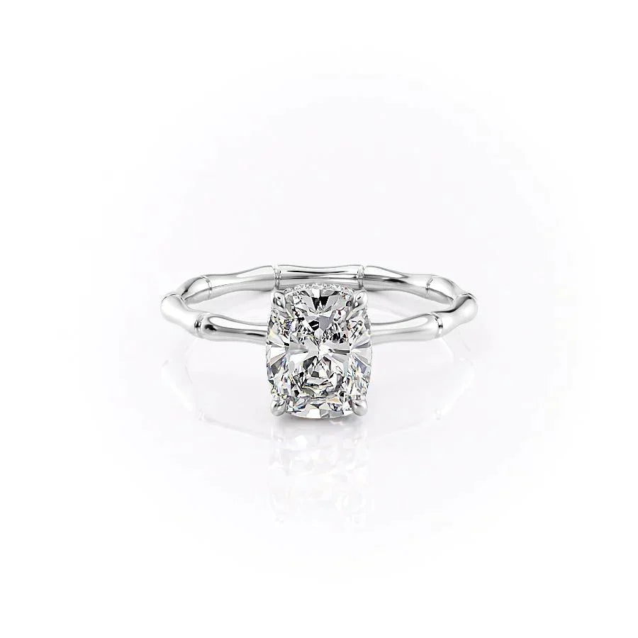 The Eve Set With A 3 Carat Elongated Cushion Moissanite