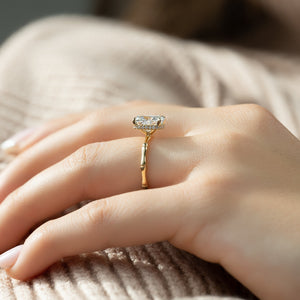 The Eve Set With A 2 Carat Elongated Cushion Moissanite