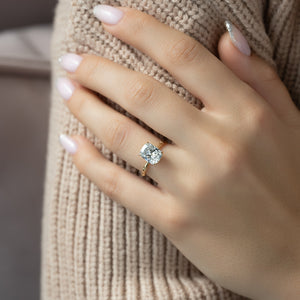 The Eve Set With A 2 Carat Elongated Cushion Moissanite
