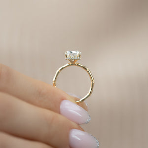 The Eve Set With A 2 Carat Elongated Cushion Moissanite
