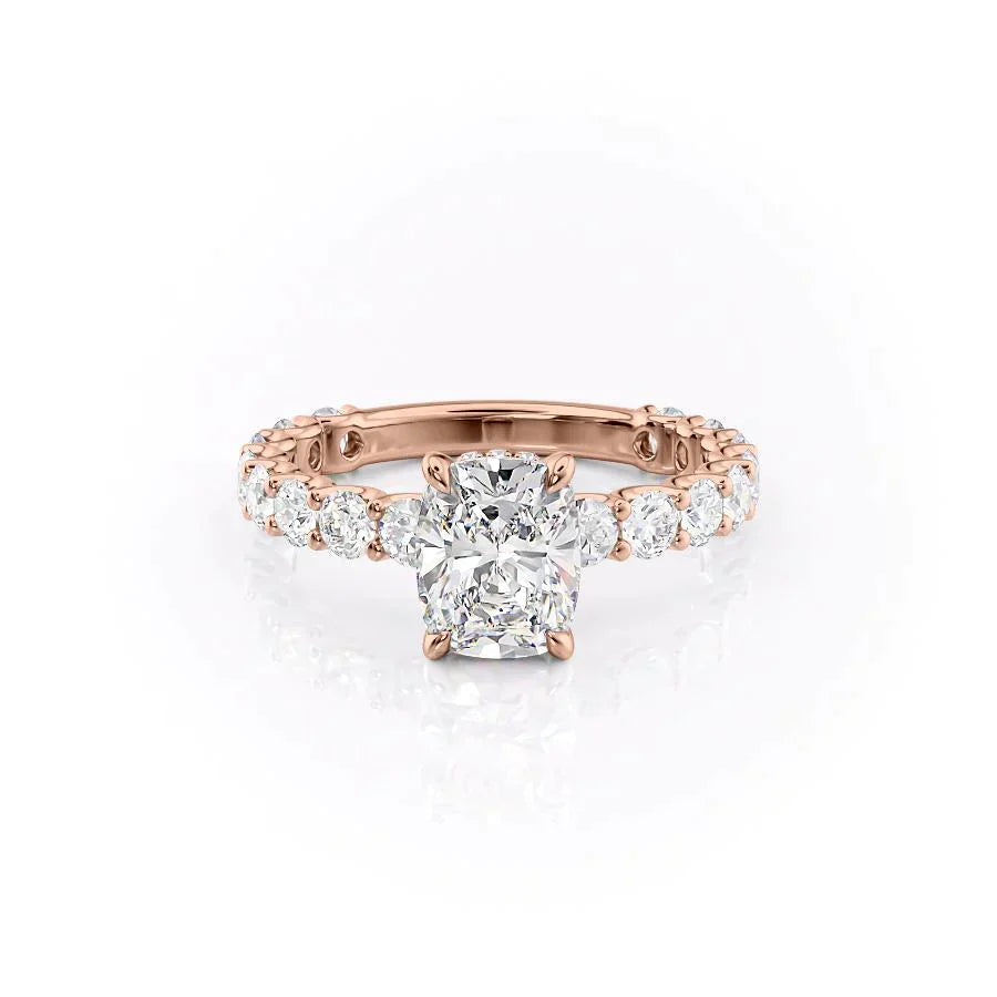 The Adelle Set With A 1 Carat Elongated Cushion Lab Diamond