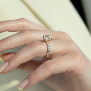 The Adelle Set With A 2 Carat Elongated Cushion Lab Diamond