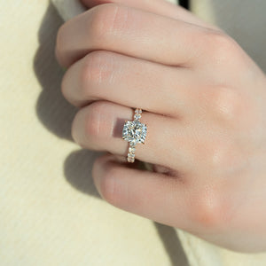 The Adelle Set With A 2 Carat Elongated Cushion Lab Diamond